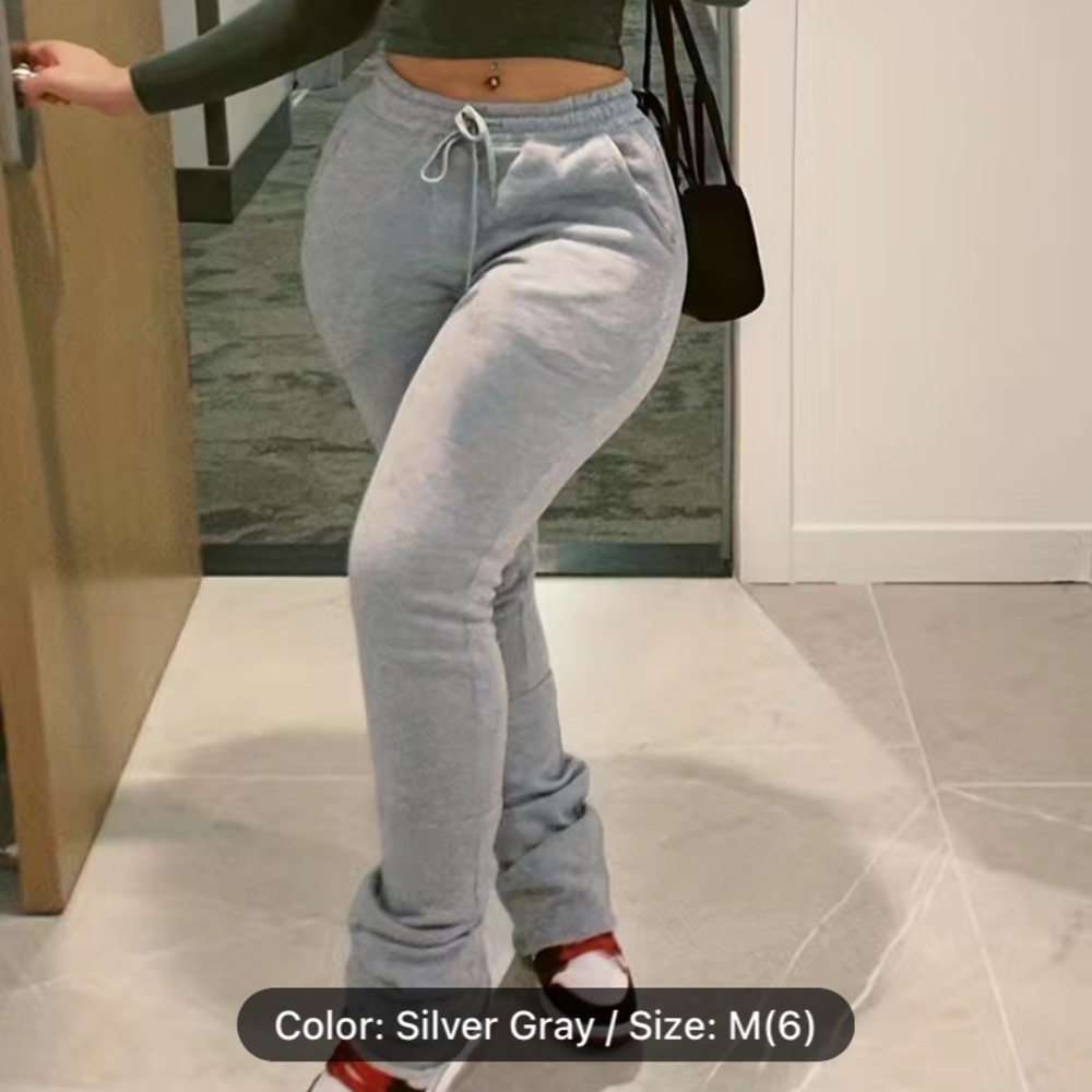 Solid Drawstring Waist Sweatpants, Casual Slant Pocket Pants, Women's Clothing